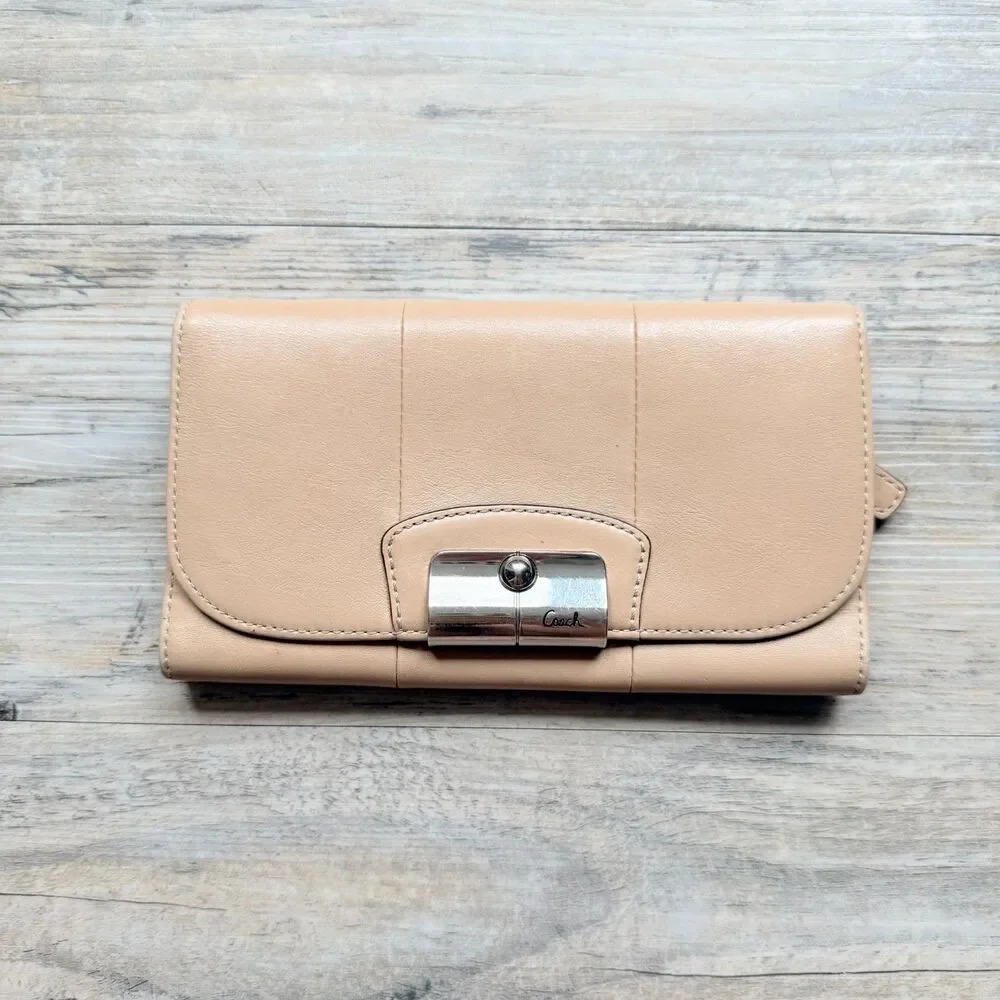 Vintage Coach Kristin Leather Wallet Tan Buttery Soft Leather Turnlock Flap Y2K